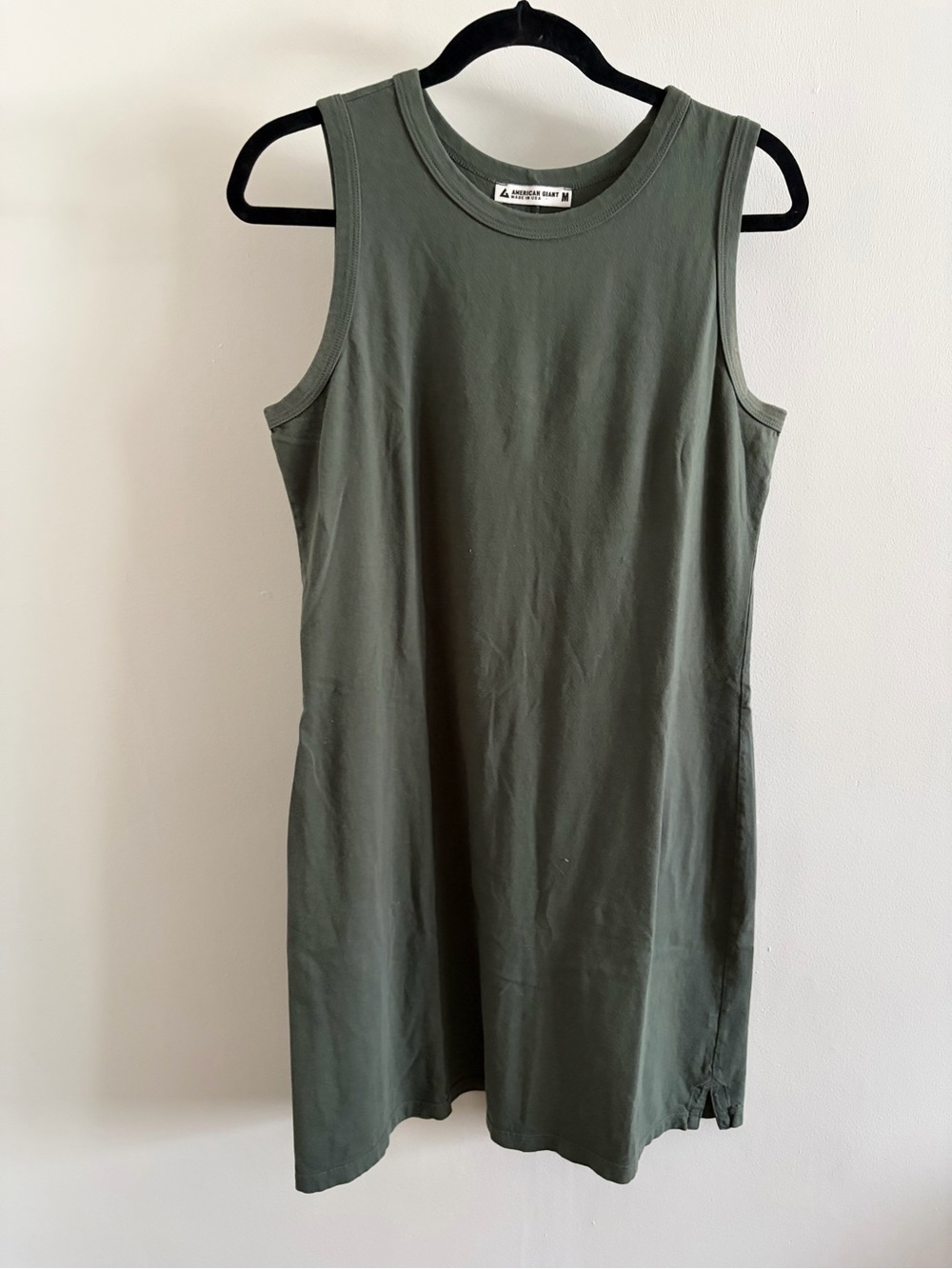 American Giant Green Sleeveless Mini Tank Dress